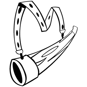 Horn old school black and white clipart
