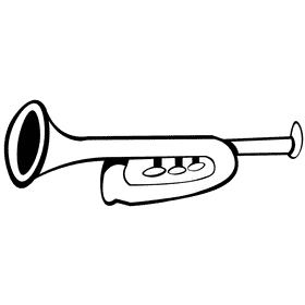 Horn one spin black and white clipart