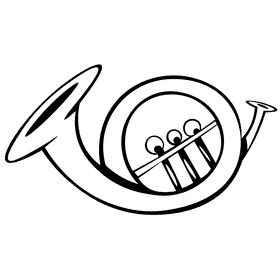 Horn round spin black and white clipart