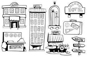 Hotel black and white vector