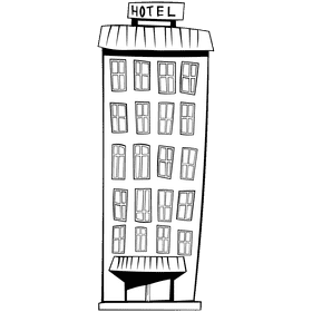 Hotel big black and white clipart