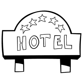 Hotel five stars black and white clipart