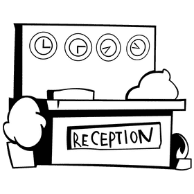 Hotel reception black and white clipart