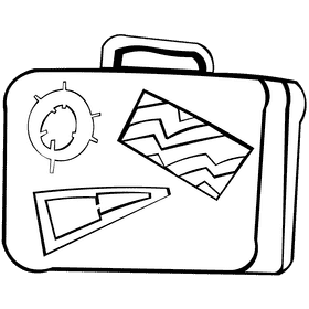Hotel suitcase black and white clipart