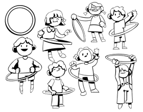 Hula hoop black and white vector