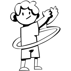 Hula hoop boy black and white clipart