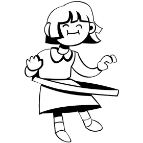 Hula hoop girl black and white clipart