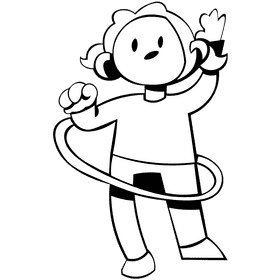 Hula hoop ponytails black and white clipart