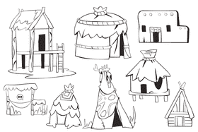 Hut black and white vector