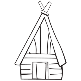 Hut peasant house black and white clipart