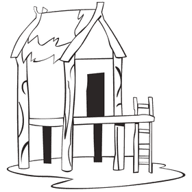 Hut piles black and white clipart
