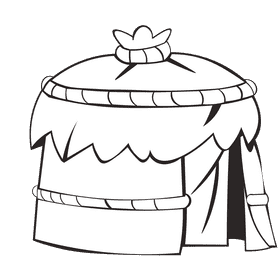 Hut yurt black and white clipart