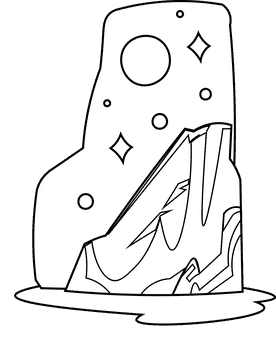 Iceberg night black and white clipart