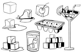 Ice cube black and white vector
