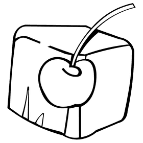 Ice cube cherry black and white clipart