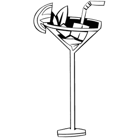 Ice cube coctail black and white clipart