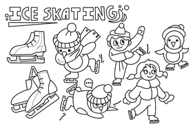 Ice skating black and white vector