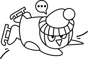 Ice skating fall black and white clipart