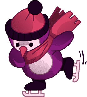 Ice skating penguin skating clipart