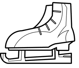 Ice skating shoe black and white clipart