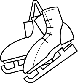 Ice skating shoes black and white clipart