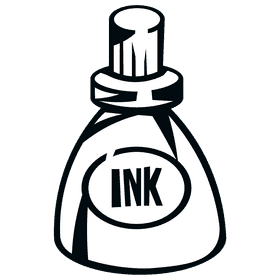 Ink round bottle black and white clipart