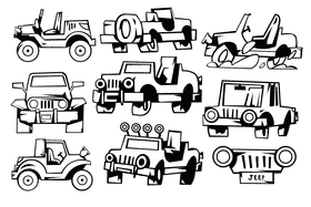 Jeep black and white vector