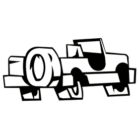 Jeep back black and white clipart