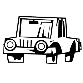 Jeep closed top black and white clipart