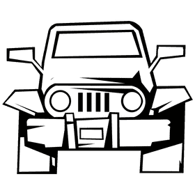 Jeep front black and white clipart