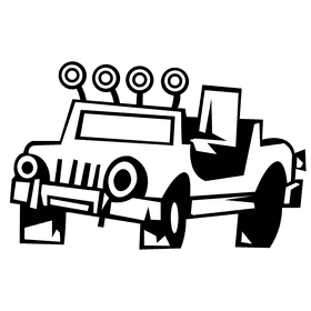 Jeep lanterns black and white clipart