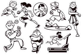 Jogging black and white vector