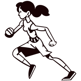 Jogging female black and white clipart