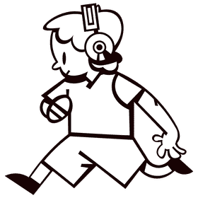 Jogging headphones black and white clipart