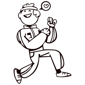 Jogging heart black and white clipart