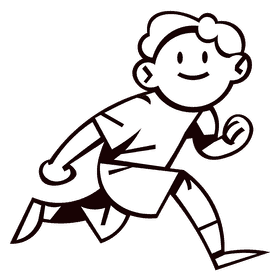 Jogging male black and white clipart
