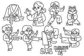 Karate black and white vector