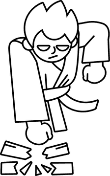 Karate break black and white clipart