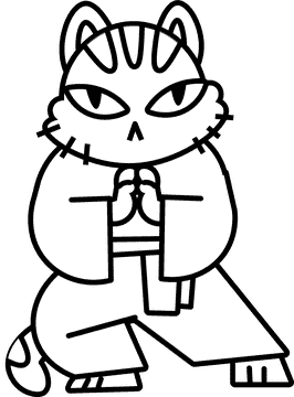 Karate cat black and white clipart