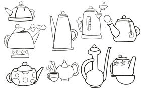 Kettle black and white vector