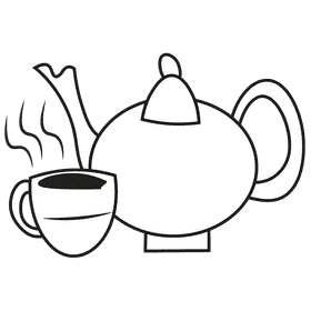 Kettle pink black and white clipart