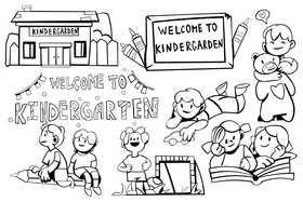 Kindergarten black and white vector