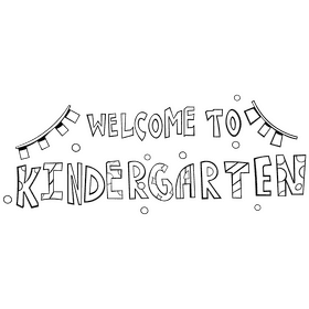 Kindergarten sign black and white clipart
