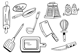 Kitchen black and white vector