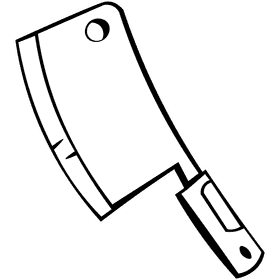 Kitchen cleaver black and white clipart