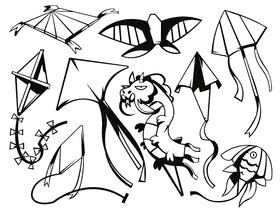 Kite black and white vector