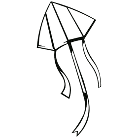Kite four angled black and white clipart