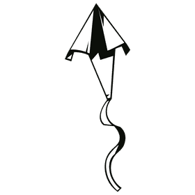 Kite one stripe black and white clipart