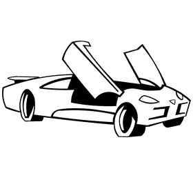 Lamborgini open doors black and white clipart