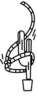 Lasso cactus black and white clipart